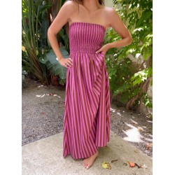 Emily Brown and Pink Striped Dress